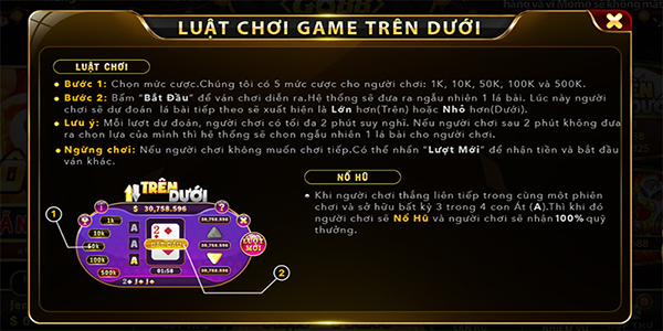 Chiến thuật chơi Trên Dưới tại GO88 luôn thắng